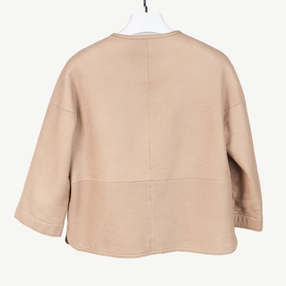 Loro Piana Ecru Lambskin Cropped Shearling Jacket - Picture 3 of 12